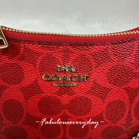 Coach Teri Mini Crossbody/Shoulder Bag In Signature Canvas In Bold Red CW323 NWT - Picture 6 of 8